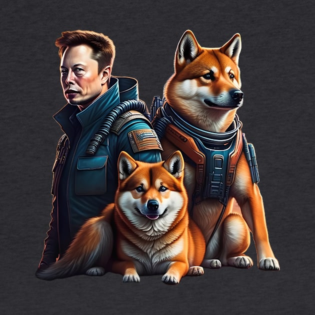 ELON MUSK ON MARS - DOGECOIN - SHIBA INU by FLLLAS-WWOOINS BOUTIQUE